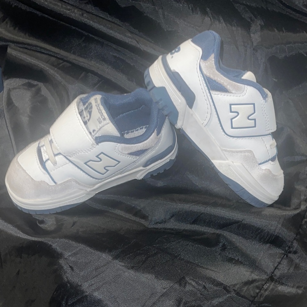 New Balance Kids White and Navy Sneakers